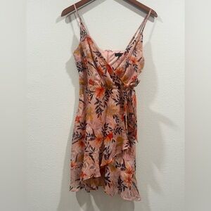 Aqua Orange Sleeveless Spaghetti Strap Sundress for Wedding Guest